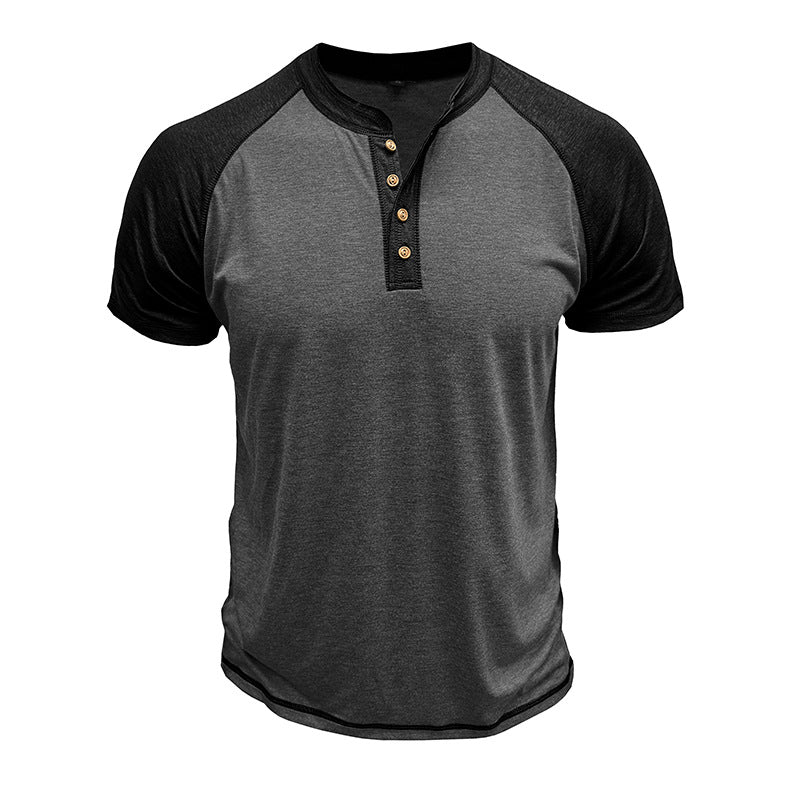 Men's Short Sleeve European And American Color Matching Top