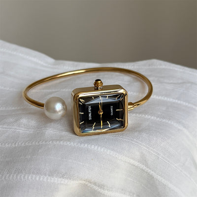 Gold Square Pearl Women's Light Luxury Exquisite Bracelet Watch