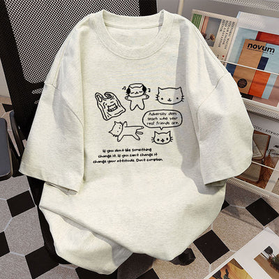 Women's Cotton Short-sleeved T-shirt With Inner Design Sense Niche Printing