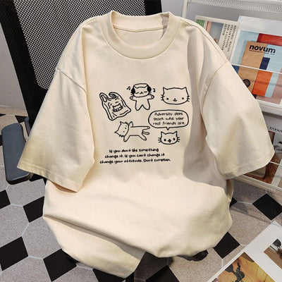 Women's Cotton Short-sleeved T-shirt With Inner Design Sense Niche Printing