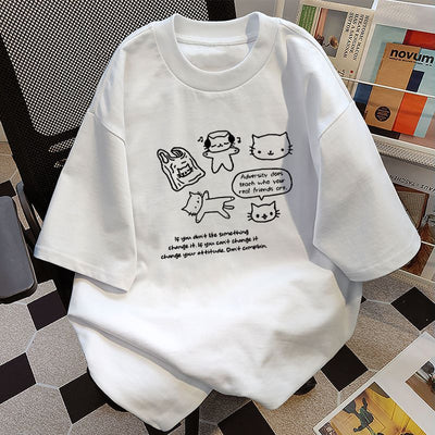 Women's Cotton Short-sleeved T-shirt With Inner Design Sense Niche Printing