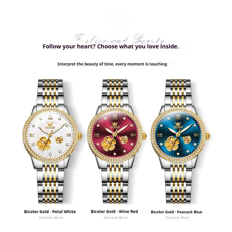 Hollow Mechanical Watch Women's Steel Belt Waterproof