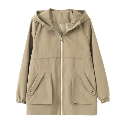 New Hooded Mom Fashion Casual Trench Coat Top For Women