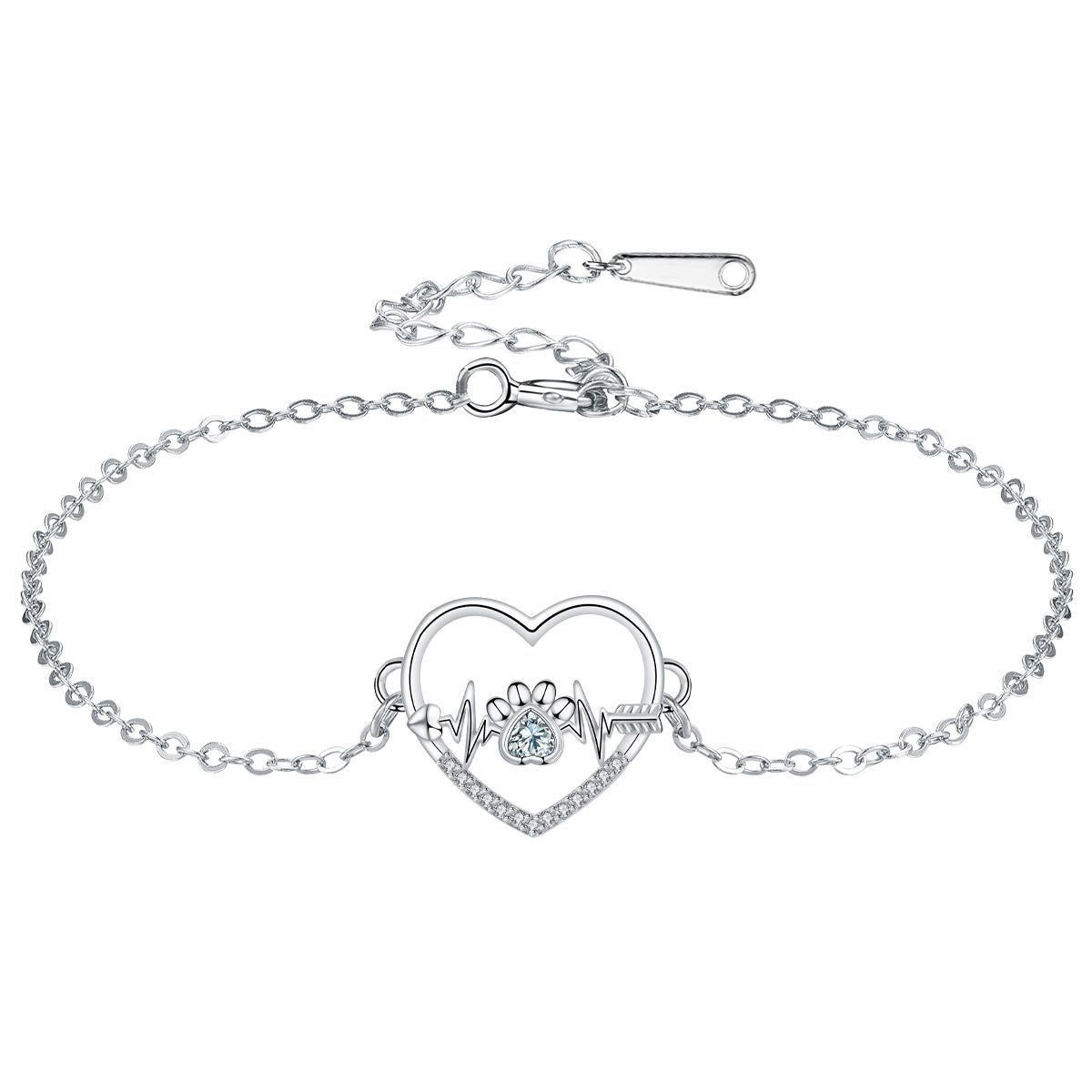 European And American Cat Footprints Bracelet High Sense Female With Hearts Dog Paw Bracelet Female