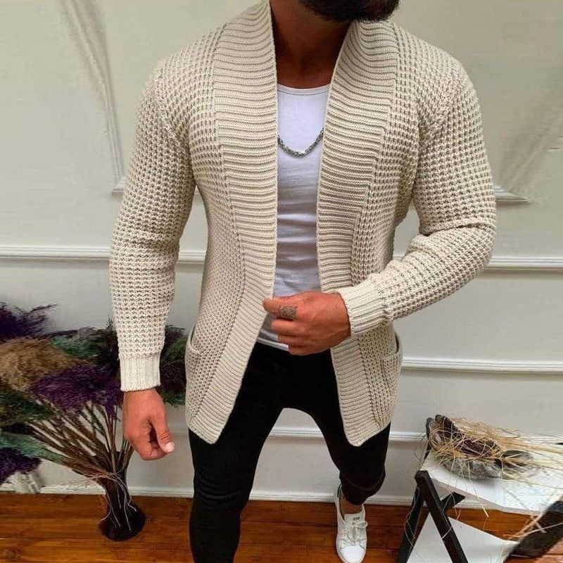 Striped Casual Knitted Cardigan Jacket Men