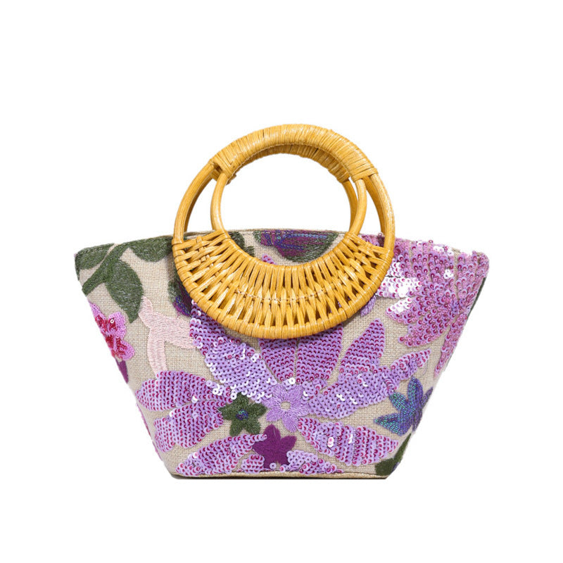 Sequin Straw High-grade Sense Niche Embroidered Bag