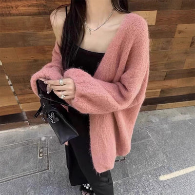 Soft Glutinous Idle Style Dinified Sweater Coat Women Loose Plus Size Women
