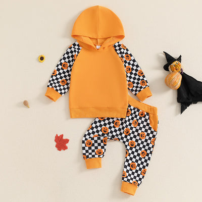 Kids' Multicolor Hoodie Plaid Trousers Two-piece Set