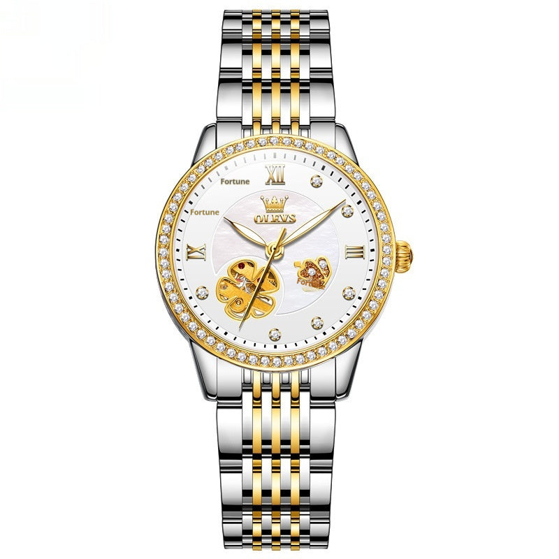 Hollow Mechanical Watch Women's Steel Belt Waterproof