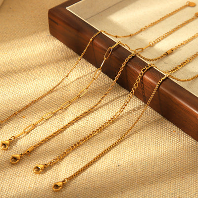Stainless Steel 18K Gold Plating Hemp Flowers Chain Figaro Chain Bracelet For Women