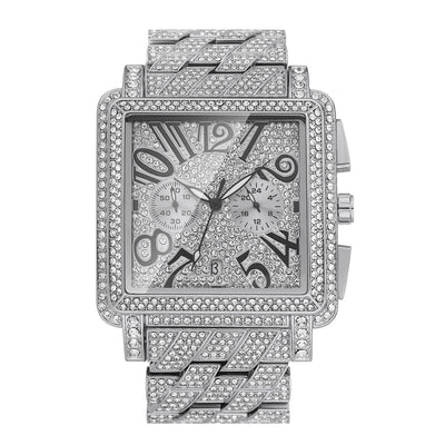 Men's Diamond Weird Digital Square Dial Multifunctional Waterproof Watch