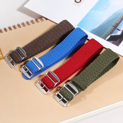 Woven Nylon Watchband Pieces Over Canvas Watch Strap