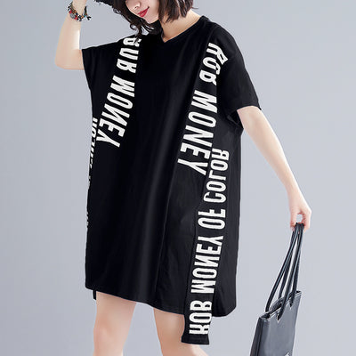 Letter Print Bat Midi Dress On Both Sides