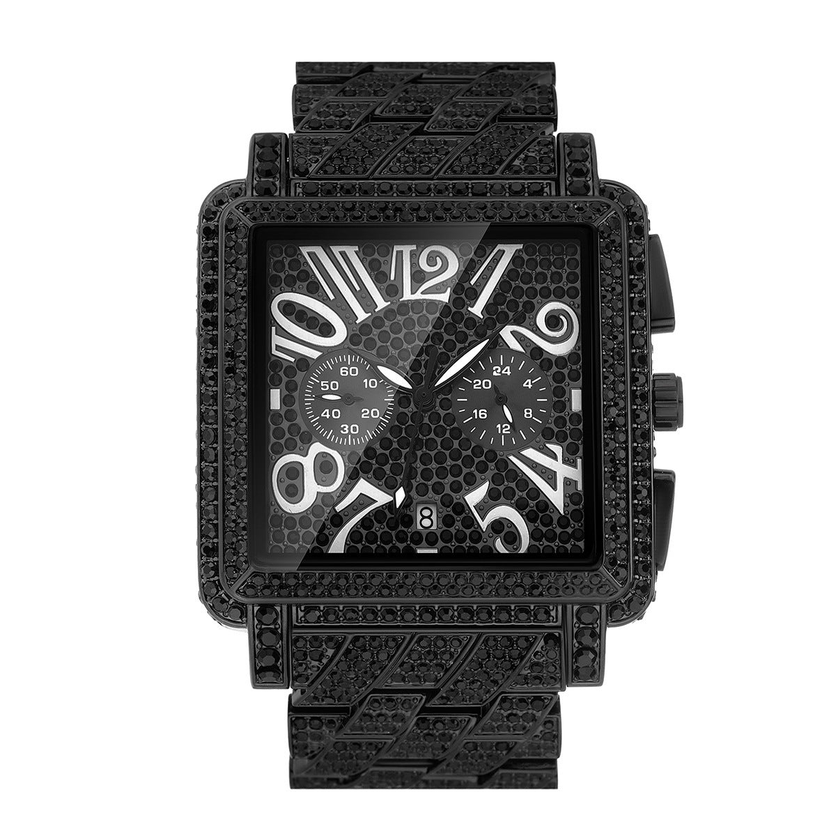 Men's Diamond Weird Digital Square Dial Multifunctional Waterproof Watch