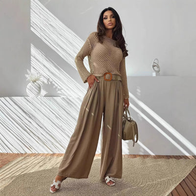 Pullover V-neck Hollow Out Back Cross Loose Sweater